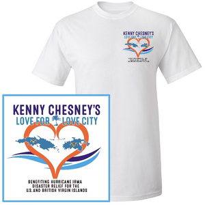 OFFICIAL KENNY CHESNEY LOVE FOR LOVE CITY SHORT SLEEVE WHITE TEE